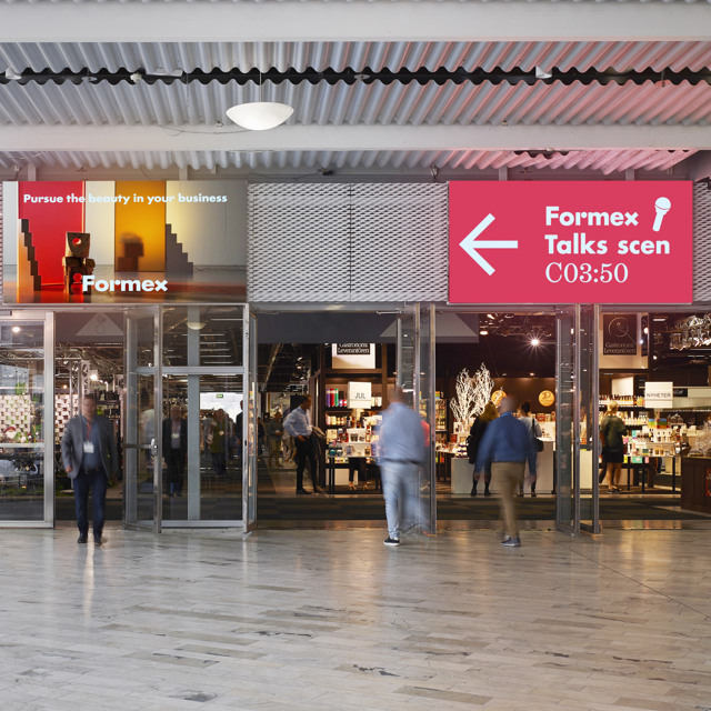 digitala skyltar under formex på stockholmsmässan