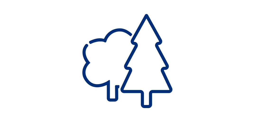 Two stylised trees represent nature and sustainability in the event industry.
