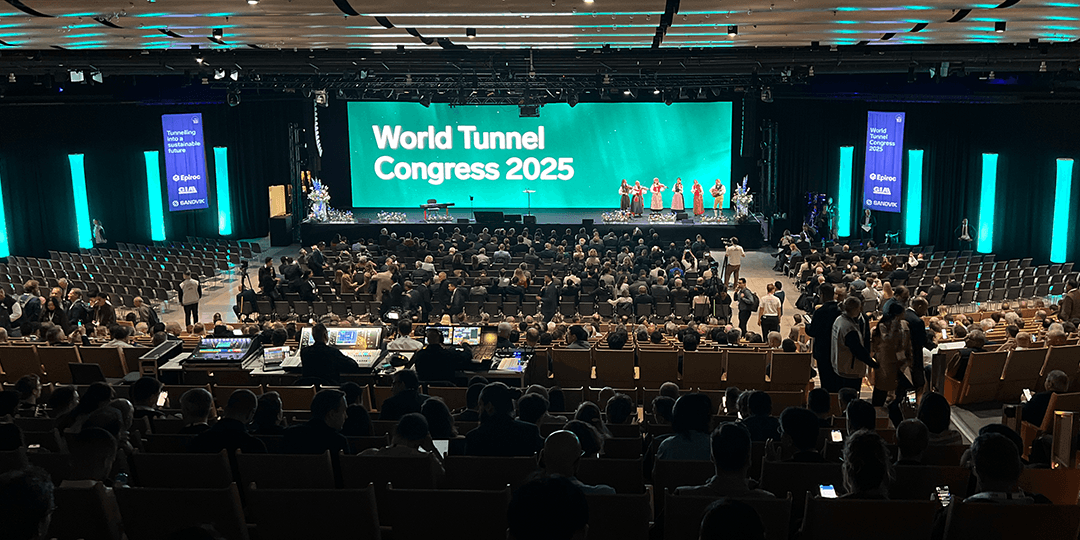 Audience gathered in front of the stage at the opening of the World Tunnel Congress 2025.